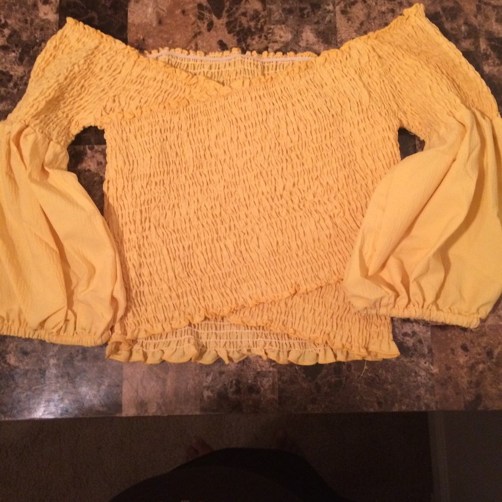 Blouse Yellow casual off the shoulder